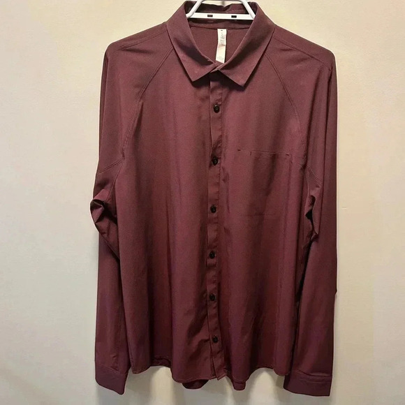 Lululemon Maroon Microstripe Button Front Shirt - Picture 4 of 4